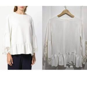 See by Chloe | Lace Trim Top In Misty Ivory